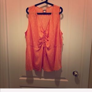 💝Ava and Viv Peach Ruched Sleeveless Shirt